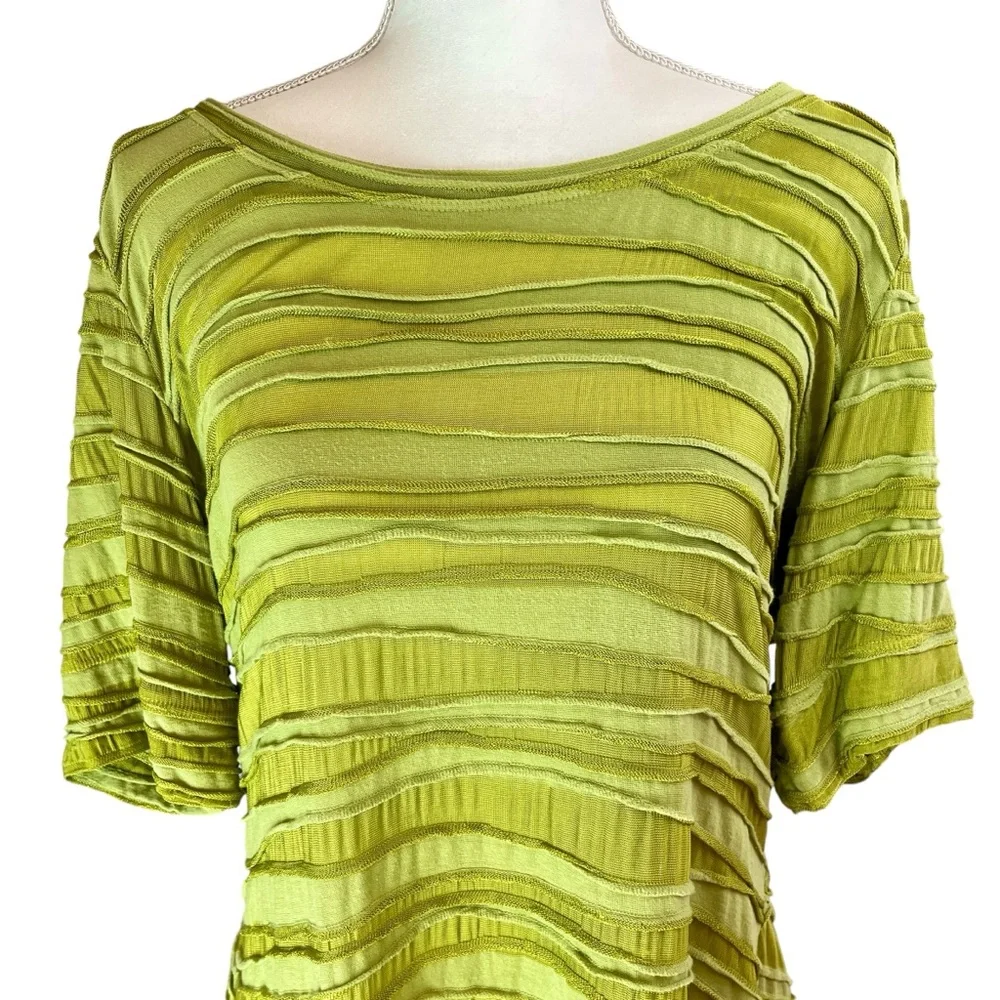 CUT LOOSE Olive Green Tunic Top Shirt Sz L Asymmetrical Short Sleeve‎ Lagenlook - Picture 10 of 16